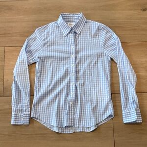 The Shirt Rochelle Behrens Blue Gingham Button Down Tailored Blouse Small